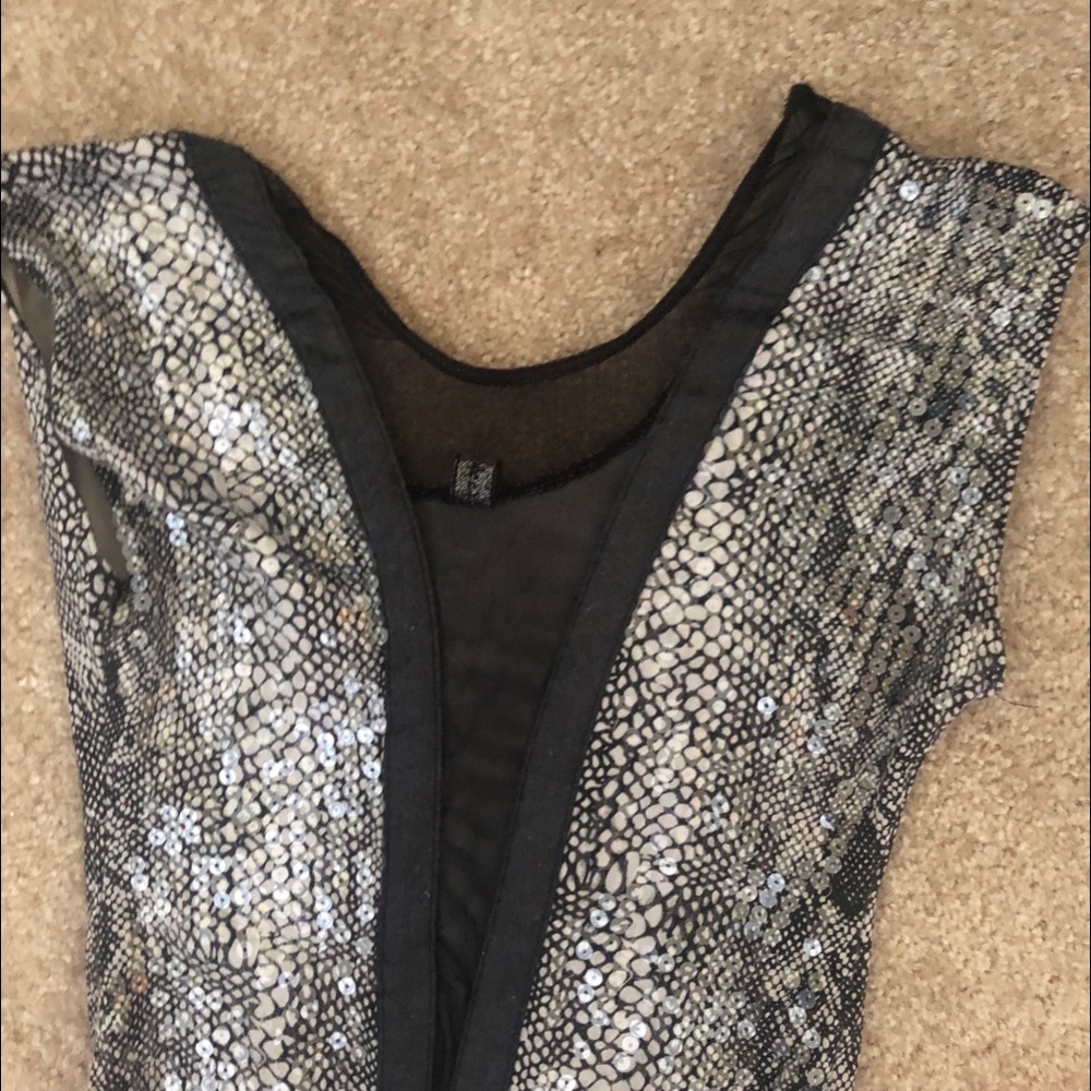 Mesh Plunge Snakeskin Bodysuit